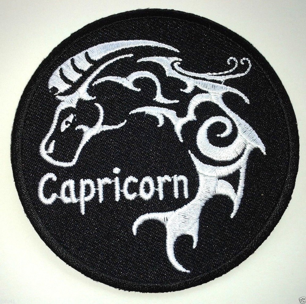 CAPRICORN EMBROIDERED ZODIAC BIKER PATCH 3" Rd. P2917 E