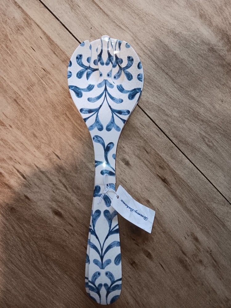 Tommy Bahama Serving Utensils Spoon Fork Blue Filagree NEW WITH TAGS