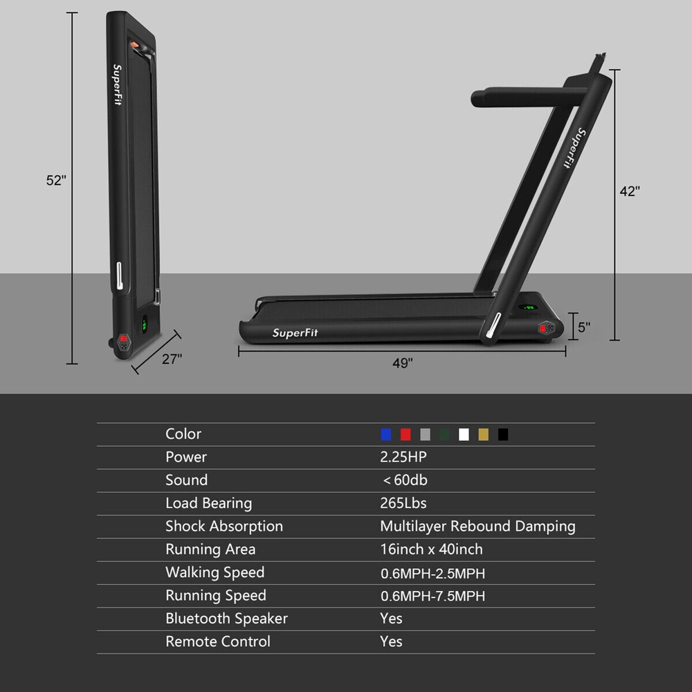 Motorized Treadmill Folding Under Desk Electric Treadmill W/APP Black