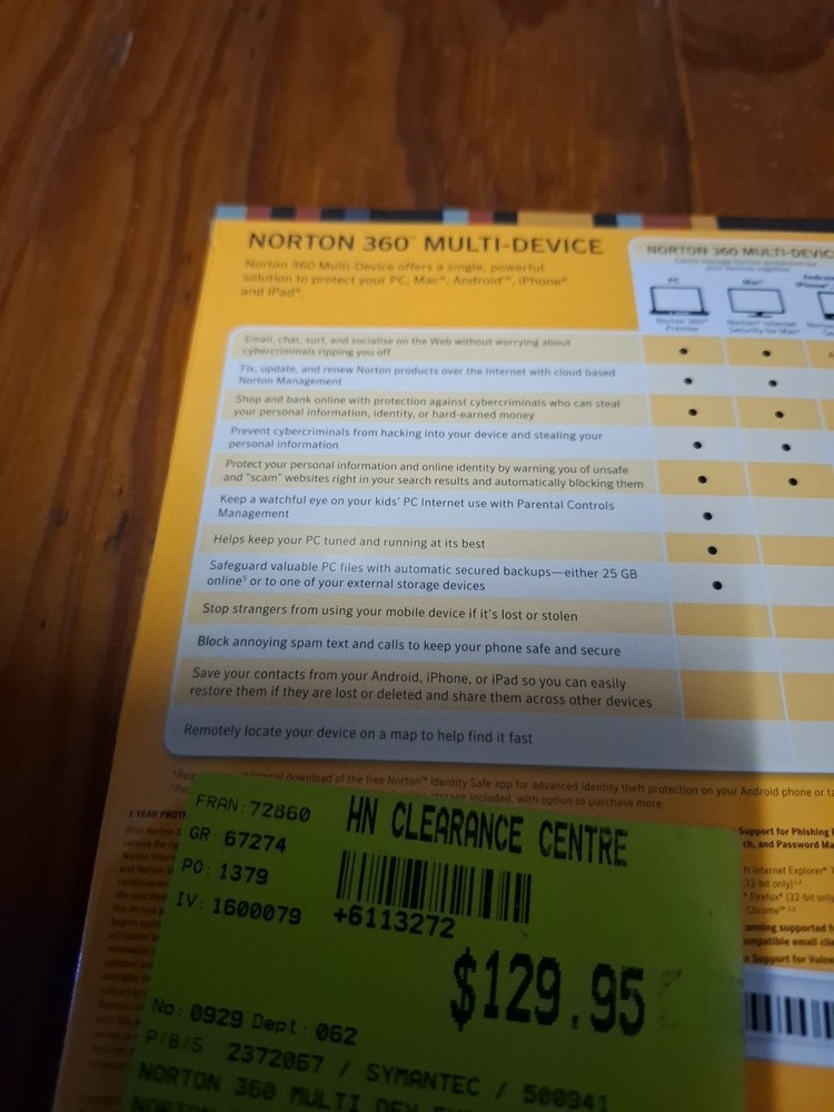 Norton 360 Multi Device Windows MacBook Pro New Sealed Pc Mac Android I Phone