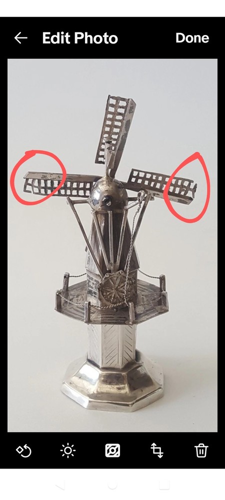 Antique Dutch silver Miniature Windmill