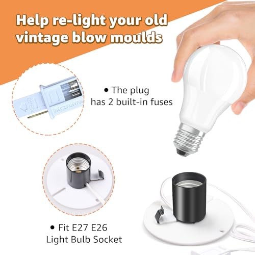 Set Blow Mold Light Kit Replacement,E27 E26 Single Bulb Cord Kit for 3