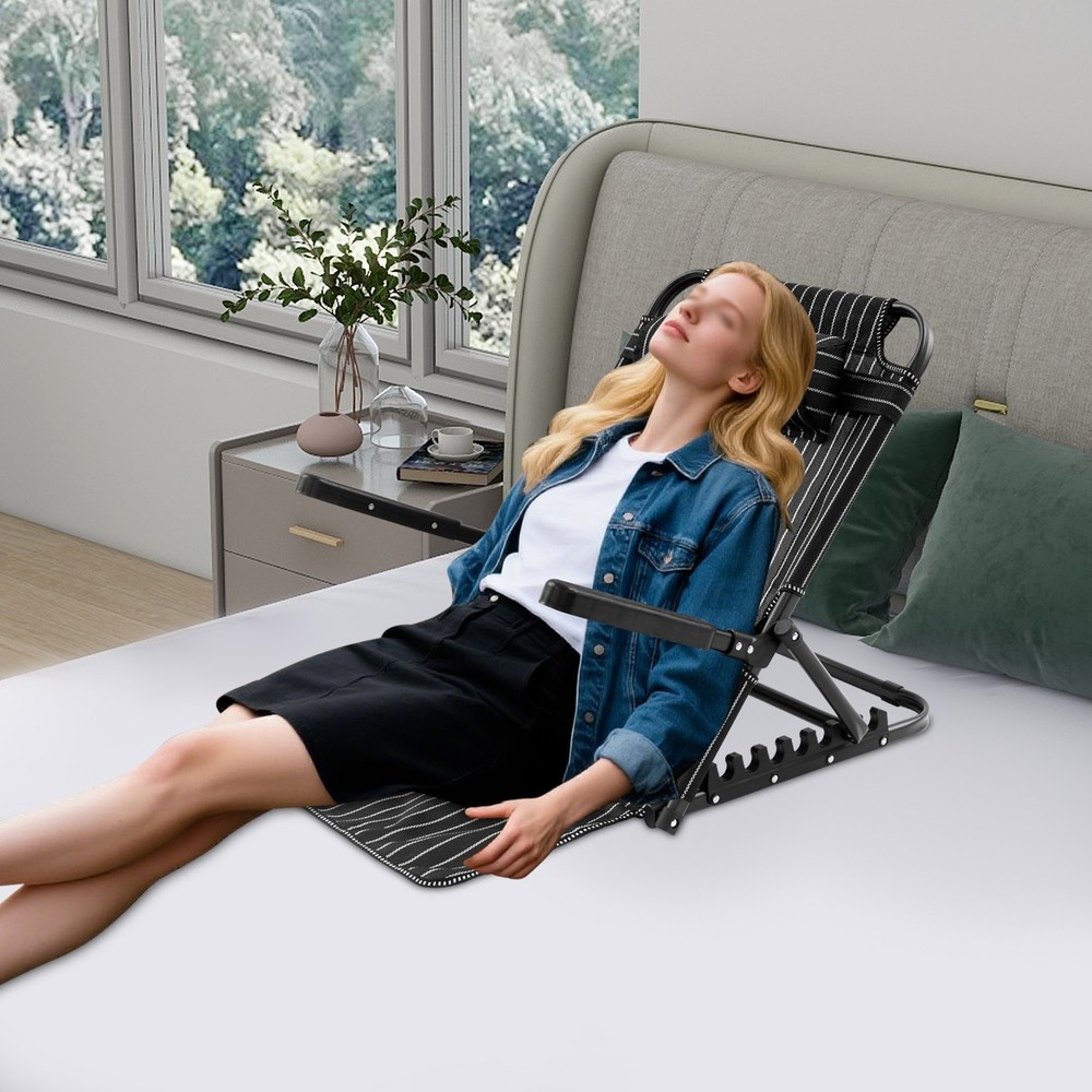 7 Position Adjustable Bed Backrest Support w/ Arms & Headrest Folding Reading