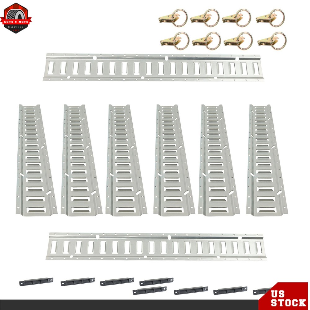 24 Pack 3' E Track Tie Down Rail Kit Silver Galvanized Steel Secure Cargo New