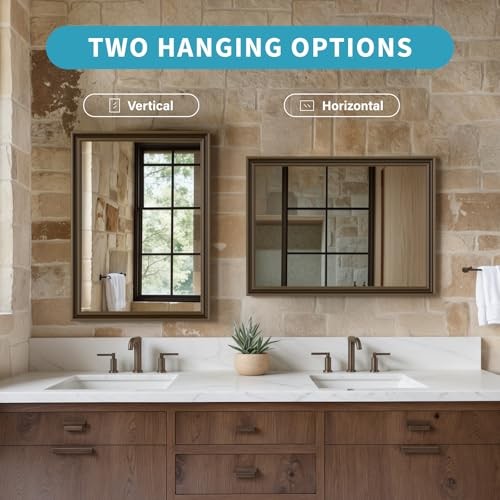 Effect Framed Wall Mirror, 22x30 Rectangle Mirror, 30"L x 22"W Retro Copper