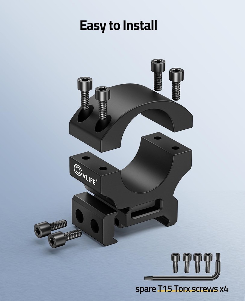 CVLIFE 1 Inch Scope Rings - Medium Profile Precision Medium, Matte Black