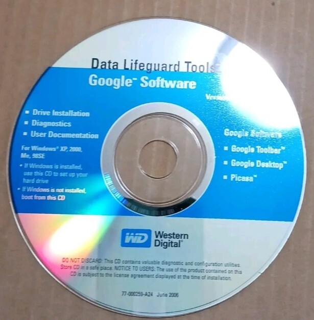 NEW Western Digital Data & Google Tools Software Ver 11.3 CD-Rom Google w Picasa