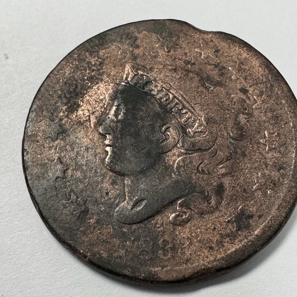 1833 Coronet Head Large Cent US 1C Copper Coin