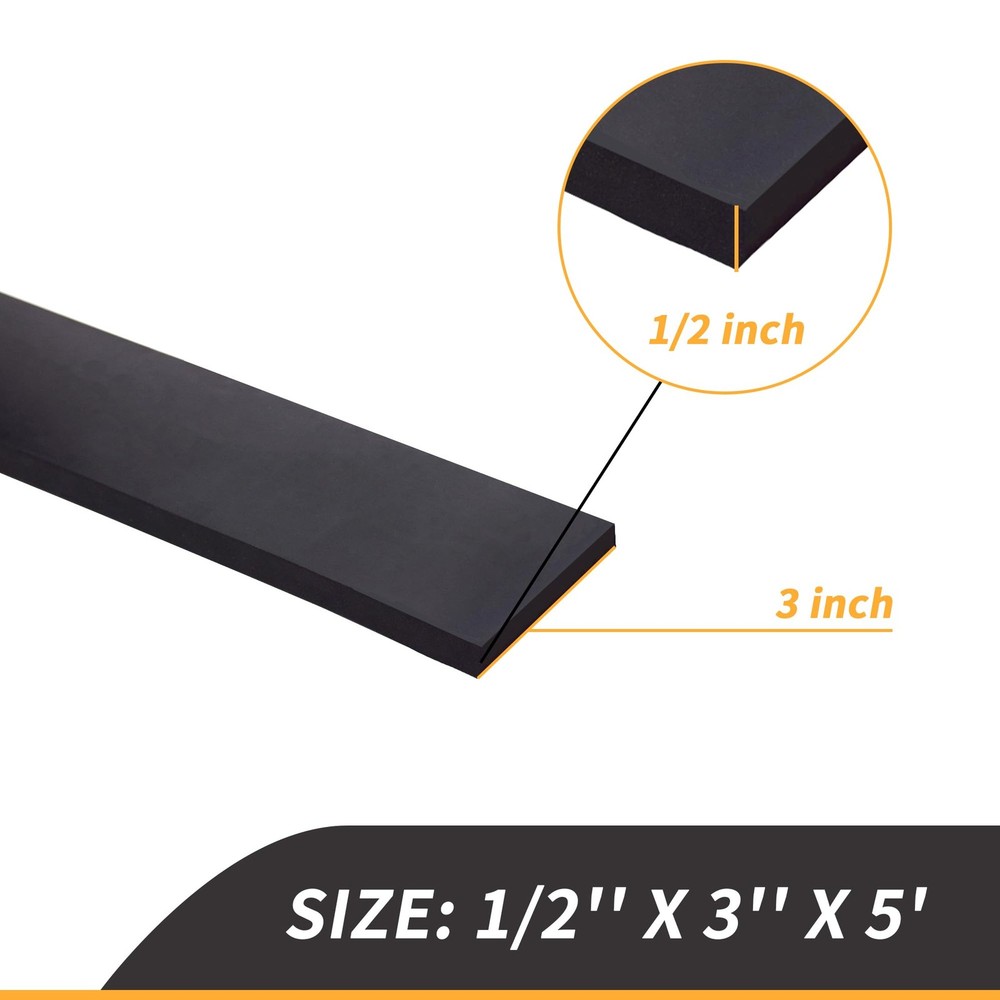1/2 Inch Thick Neoprene Rubber Strips and Heavy-Duty Solid Rubber Rolls, Shee...