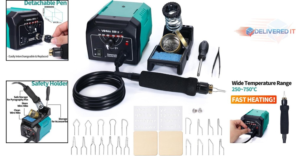 All-in-One Pyrography Kit with Adjustable Temperatures & Stencils for Artistry