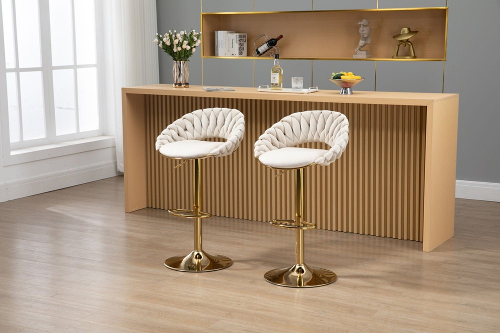 2PC COOLMORE Swivel Bar Stools: Adjustable, Footrest, Kitchen & Dining