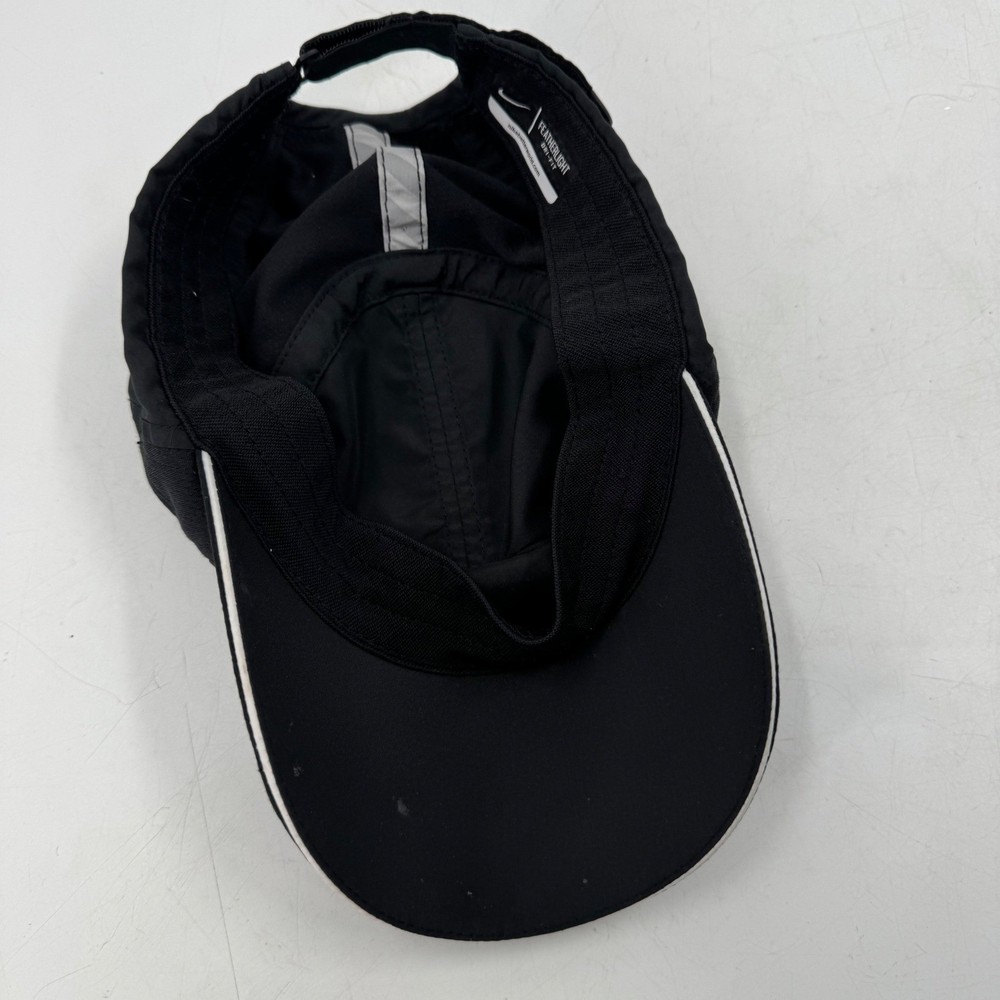 Nike Featherlight 7 Panel Dri-FIT Black Running Hat Cap Adjustable Swoosh Logo