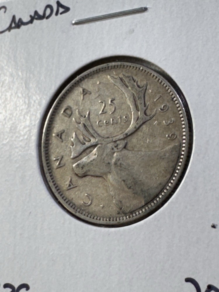 1939 Canada 25 Cents Silver Coin