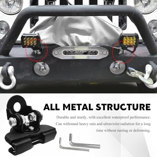 2PCS LED Light Bar Mounting Brackets, Ditch Light Brackets, Adjustable Black