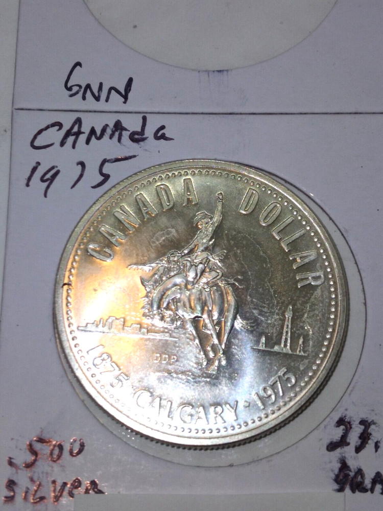 1975 CANADA CALGARY CENTENNIAL .500 SILVER DOLLAR COIN 24C346 bb2