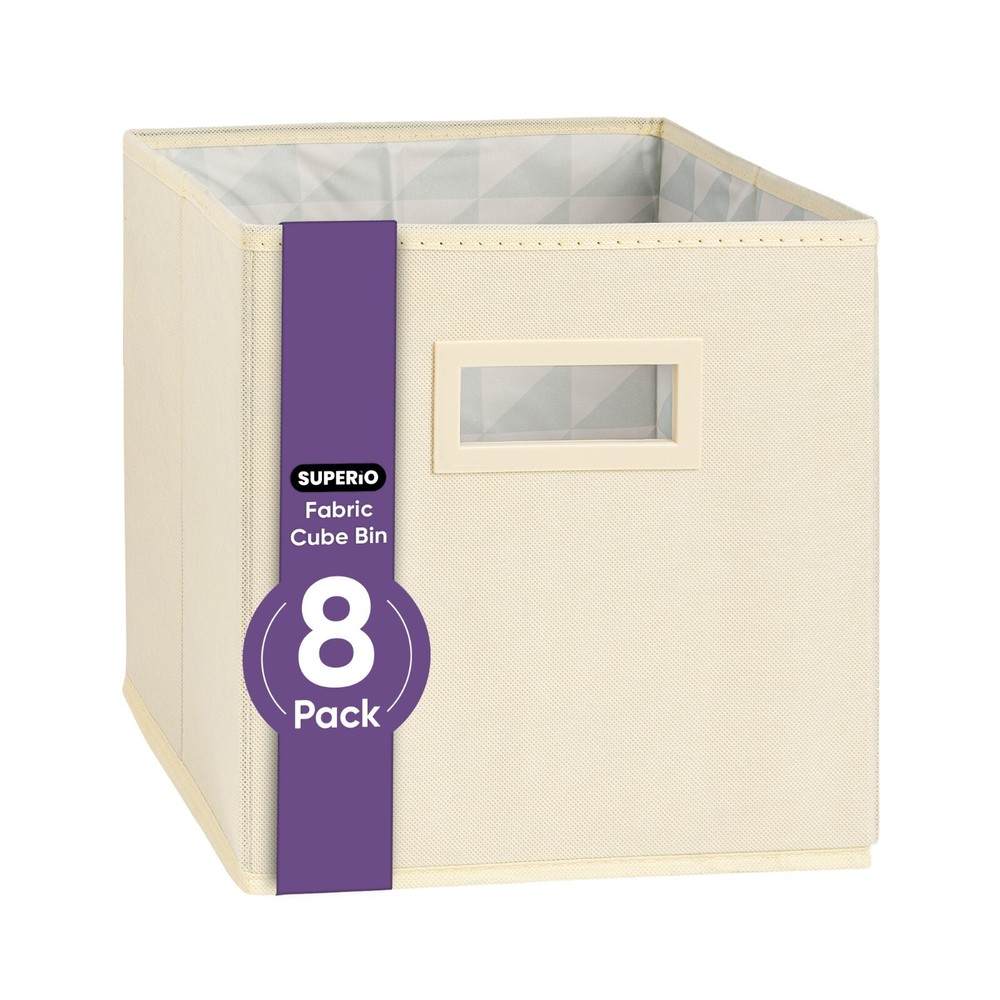 Superio Fabric Organizing Bin, 11" Cream Fabric Cube 8-Pack