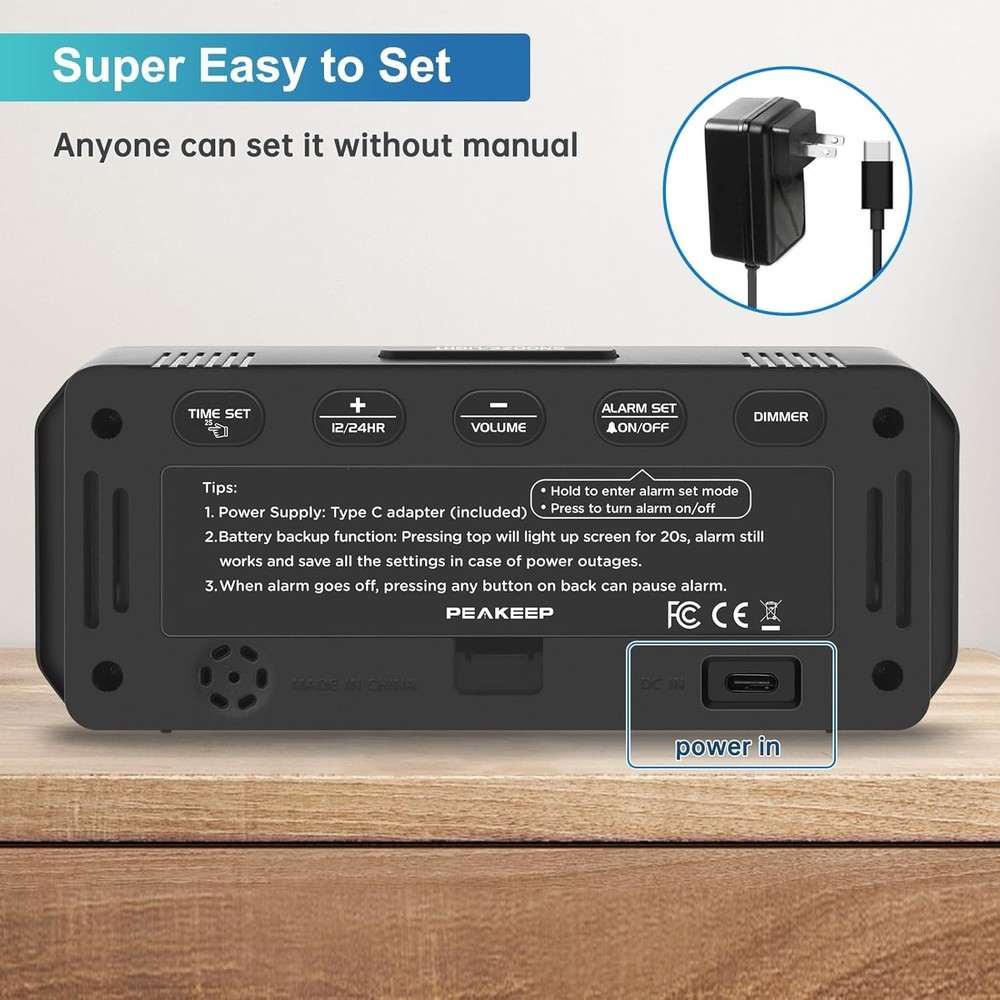 User-Friendly LED Alarm Clock with Battery Backup & Loud Volumes for Easy Waking