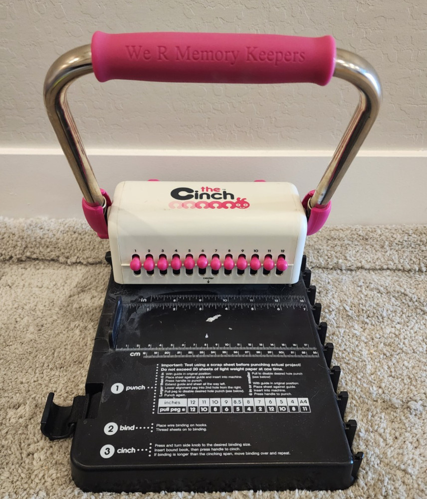 We R Memory Keepers The Cinch Book Binding Machine Pink & White