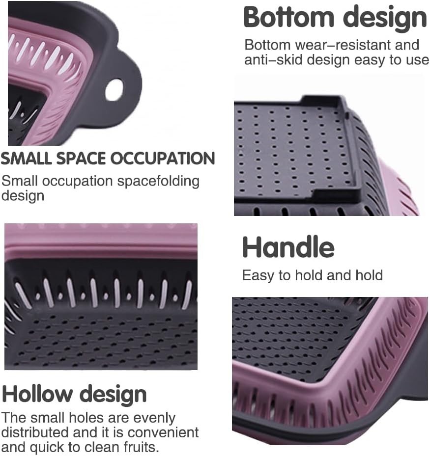 Collapsible Colander Set Square Round Triangles Silicone Kitchen Strainer