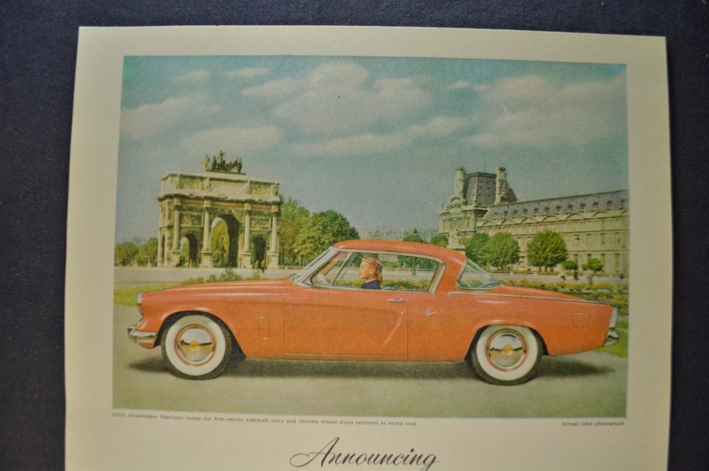 1953 Studebaker Starliner Coupe Single Page Ad Sheet Excellent Original 53