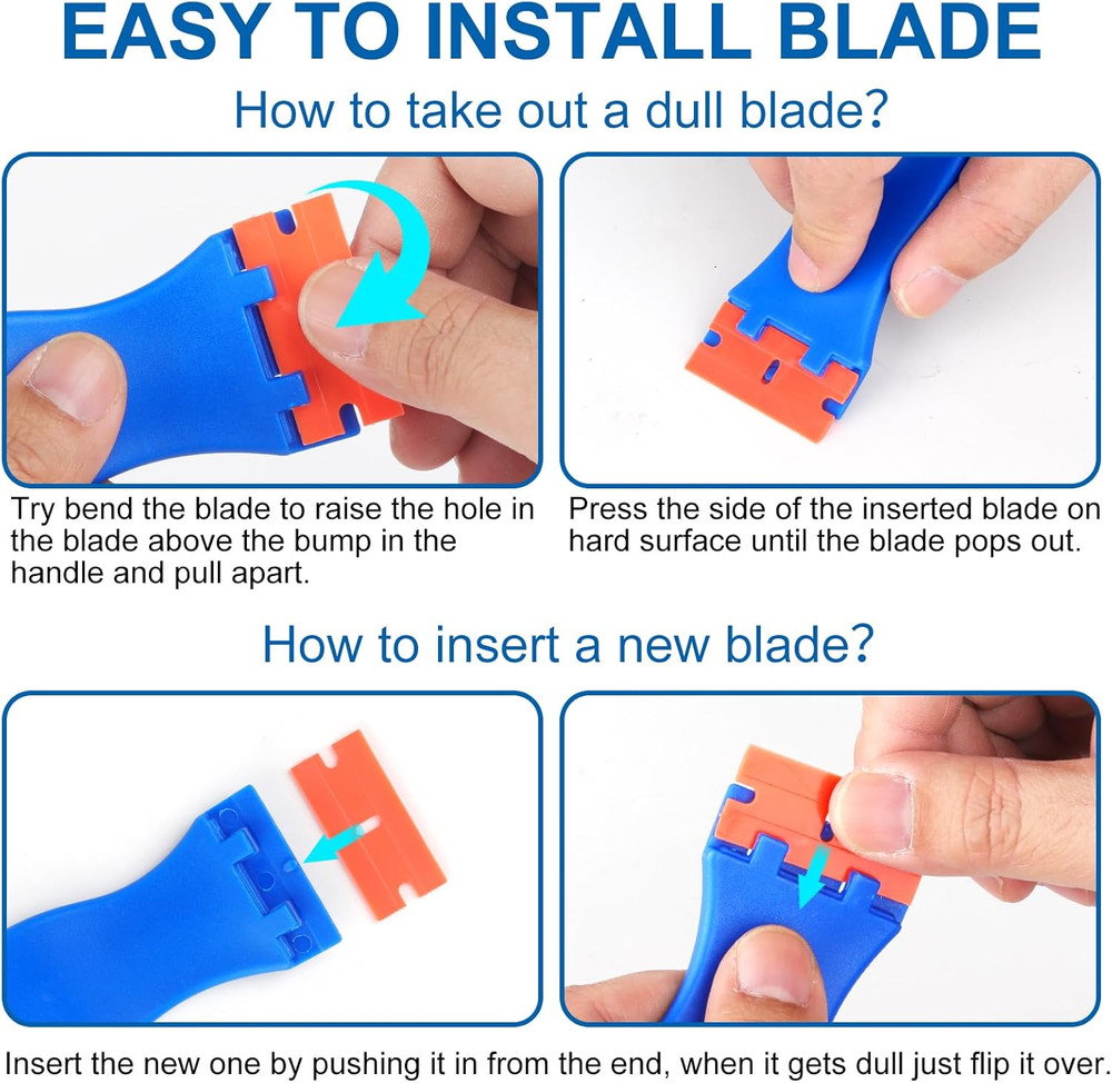 Plastic Razor Blade Scraper Tool, 2 Pcs Razor Scraper with 20 Pcs Plastic Blades