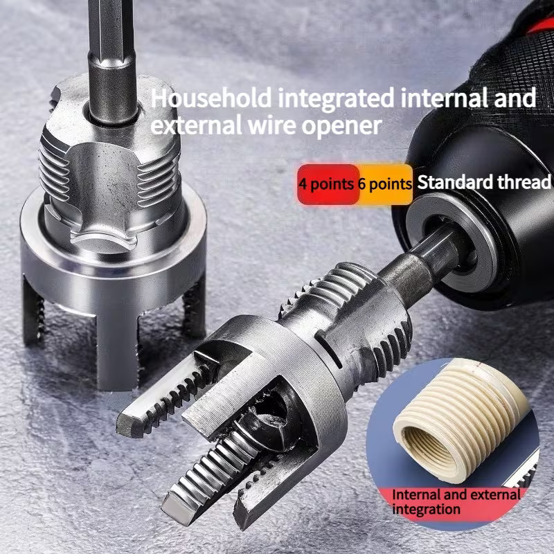 2x Integrated Internal & External Pipe Threading-Tool, PVC Pipe Threader Kit USA