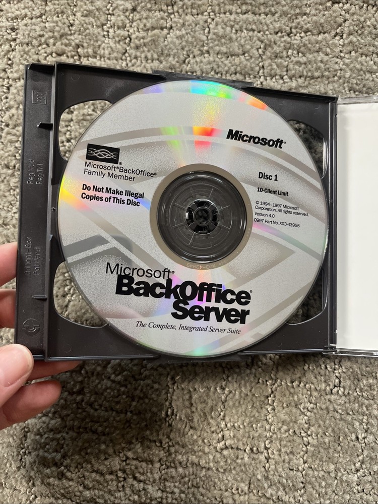 Microsoft BackOffice Server Complete 5 Disc 10 Client With Key