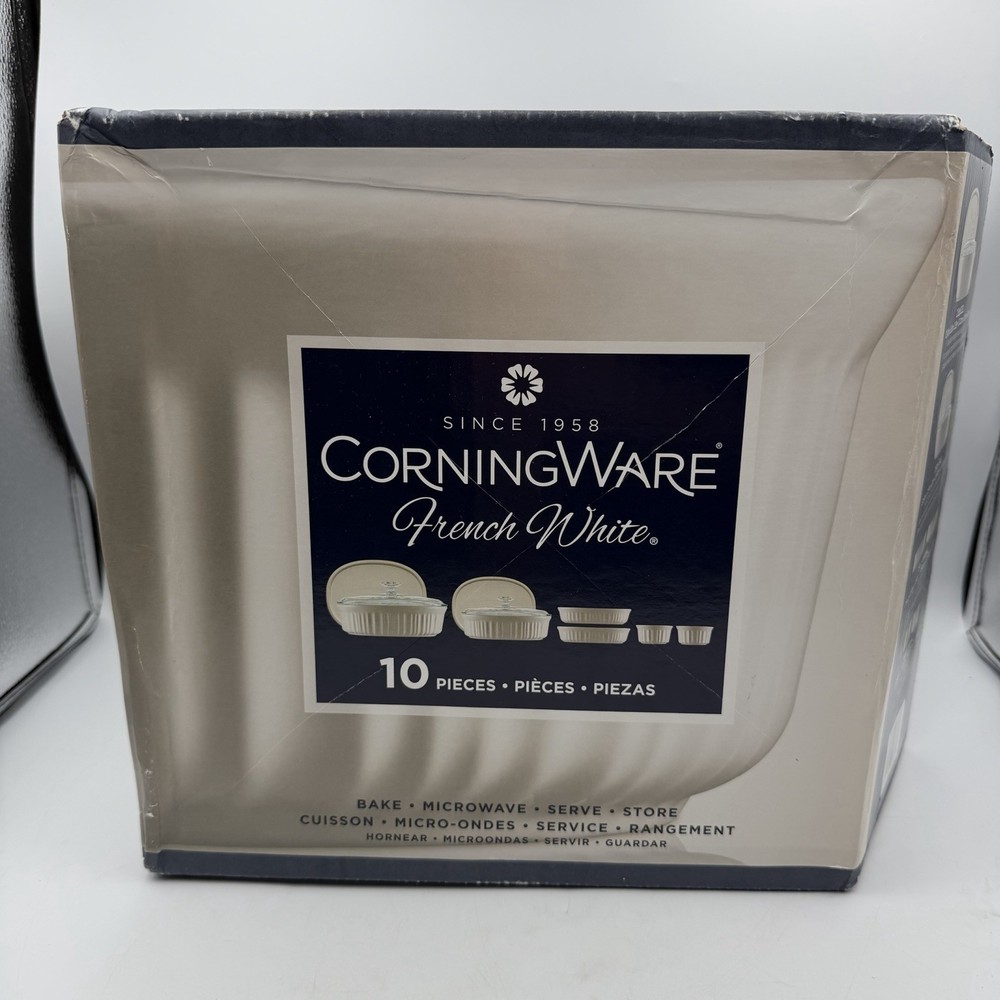 CorningWare French White 10 Pc Bakeware Set New Open Box No Chips