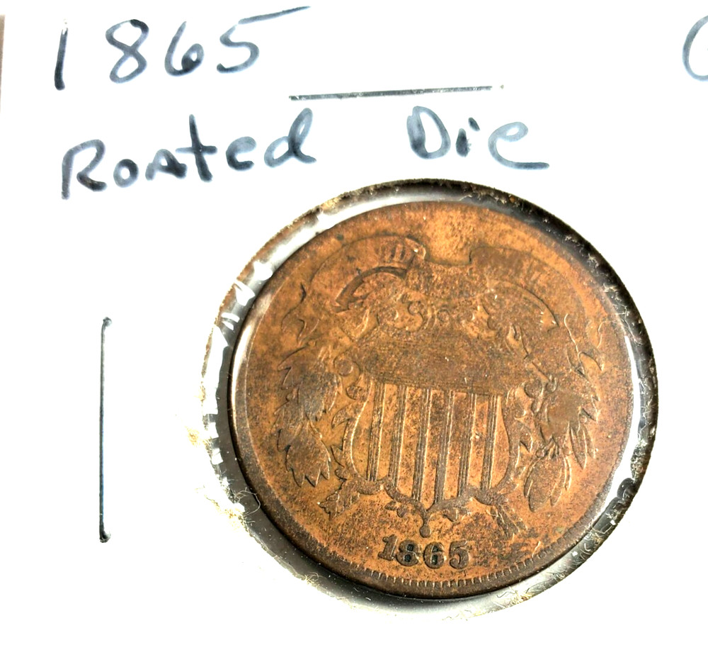 1865 2 Cents Coin "Union Shield" Rotated Reverse