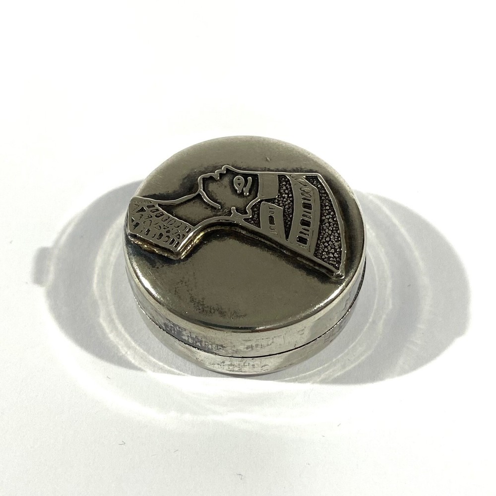Vintage Solid Silver Egyptian Pill Box, Queen Nefertari, Snuff Box, Hallmarked
