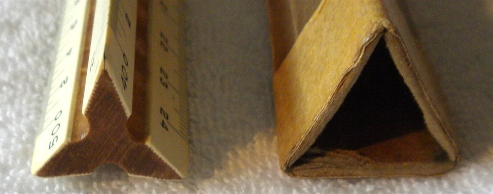 VTG ENGINE DIVIDED 360.E TRIANGULAR 3 SIDED PLASTIC WOOD RULER 12 INCHES &METRIC