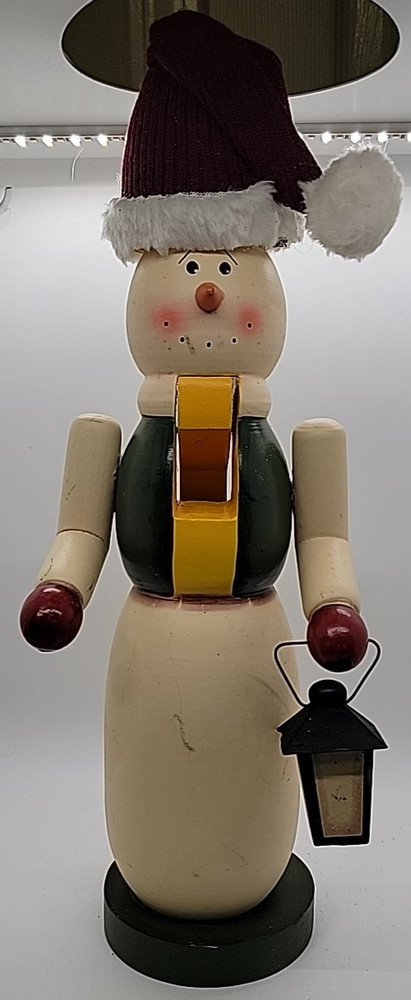15" Snowman With Lantern & Red Hat Nutcracker
