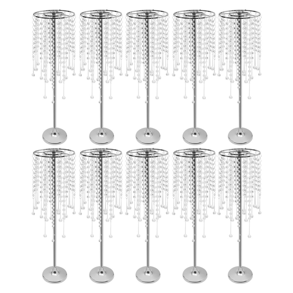 10pc Crystal Silver Flower Stand 75cm Large Flower Stand Wedding Decor
