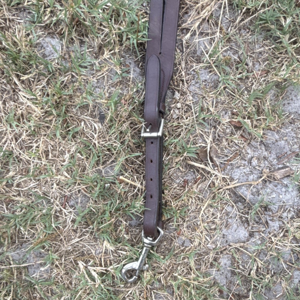 Brown Leather Western Horse Training Fork with Silver Hardware
