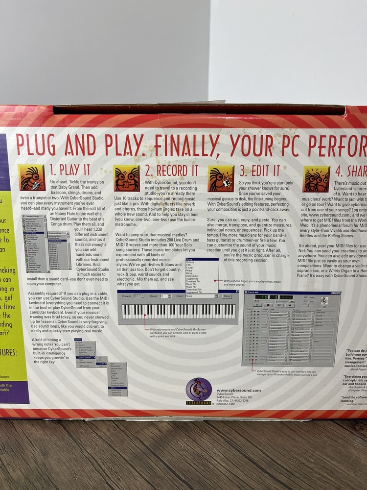 CyberSound Studio Music Maker 3.0 Midi Keyboard System - New Open Box