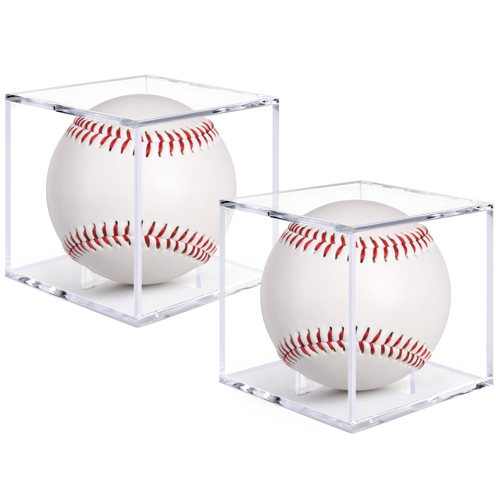 2 Pack Baseball Display Case, UV Protected Acrylic Baseball Holder Display ca...