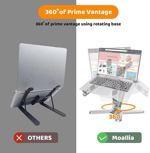 Laptop Stand with 360 Rotating Base, Computer Notebook Riser Silver