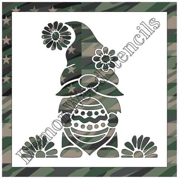8"x8" Clear Plastic Stencil - Easter Gnome (MCA81) (.007")