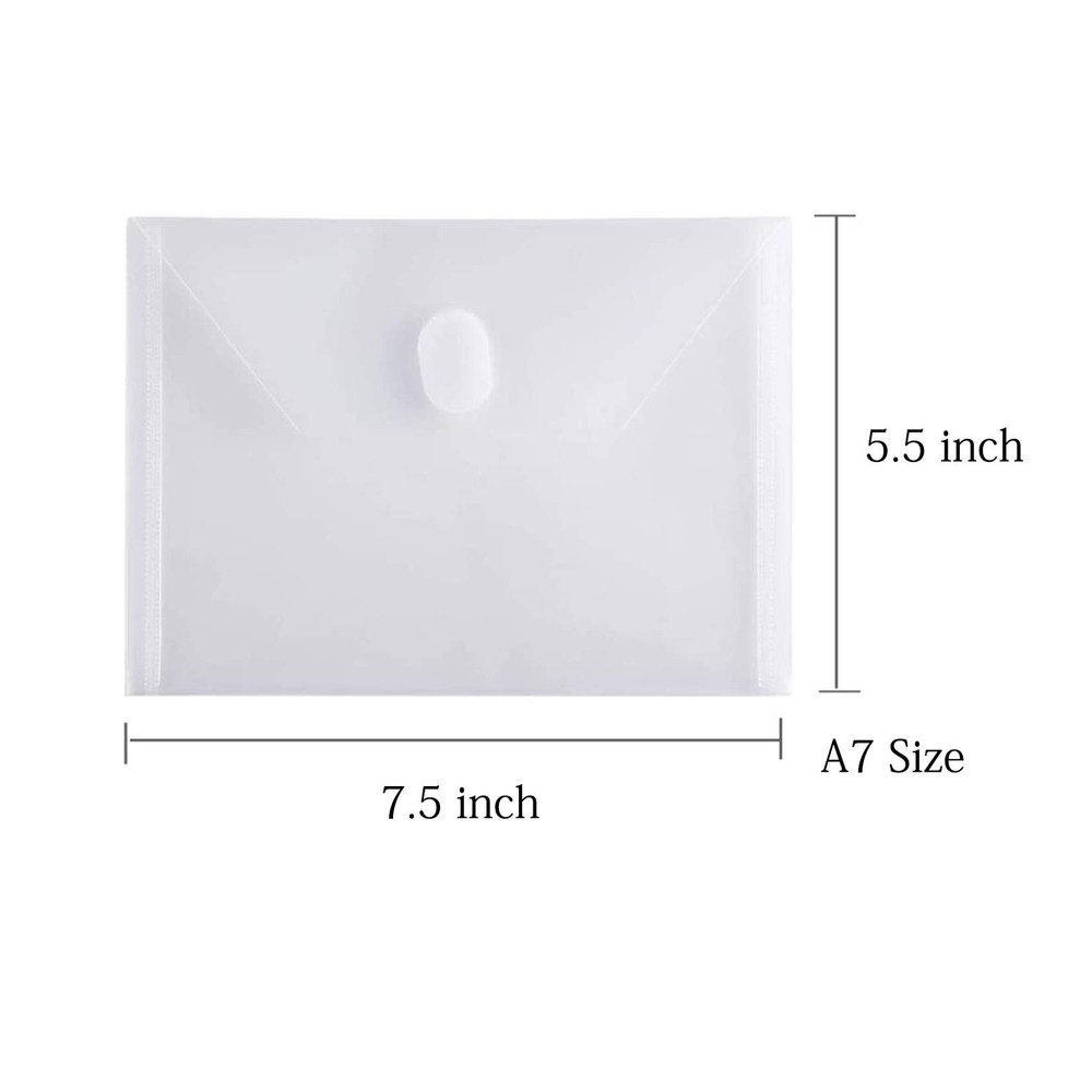 36 Pack 5x7 Clear Plastic Envelopes File Holder with Hook and Loop Closure