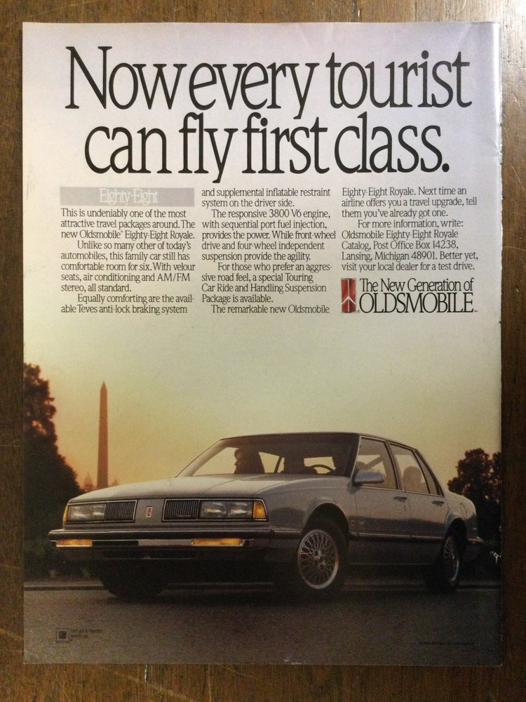 Misc 6011 Advertisement 1989 Oldsmobile Eighty Eight 88 Royale