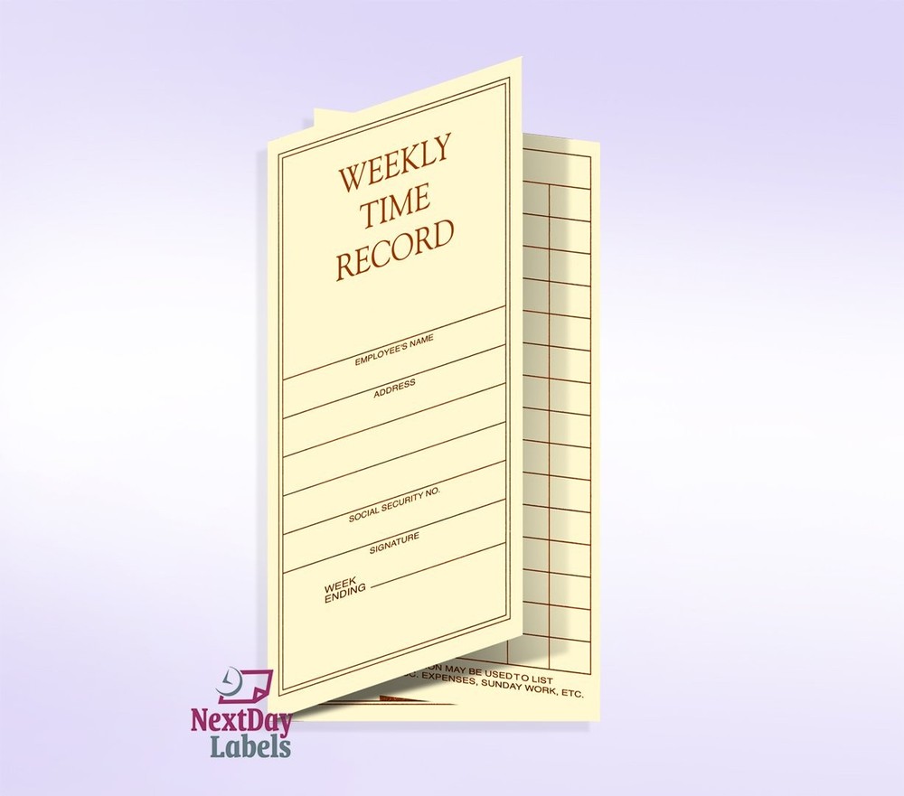 Weekly Employee Pocket Time Cards - Easy Tracking for Work Hours