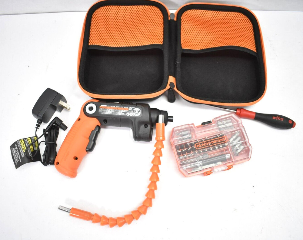 Black + Decker Cordless Screwdriver Tool w Bits & Accessories Kit BDCSFL20