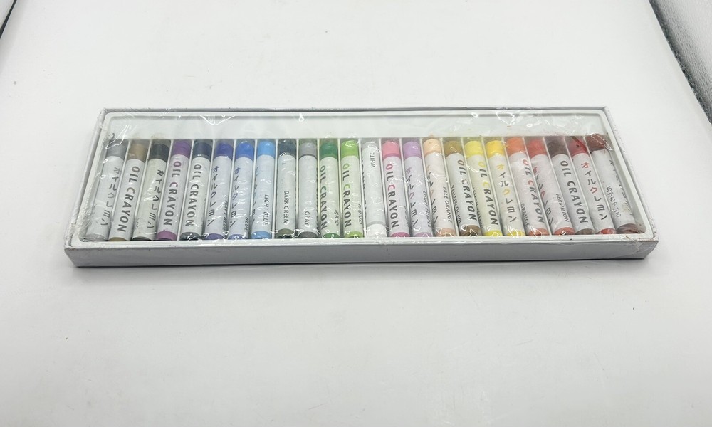 Oil Crayons-24 Count-Multi Color-Daiso Japan Open Box