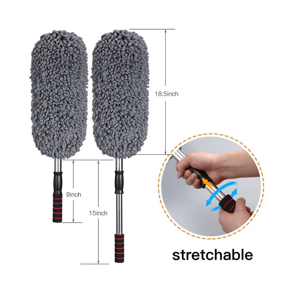 IPELY 3 Pack Large Microfiber Car Duster Exterior Scratch Free with Extendabl...