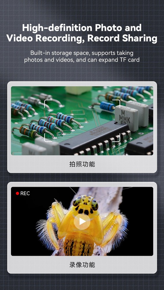 500X Digital Microscope 1080P 2Inch Screen Video Coin Microscope w/ MagnifyGlass