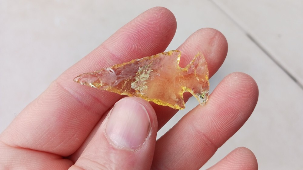 Four Flint Knapped Arrowheads. Mixed Type Glass points