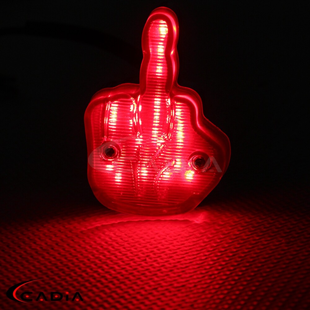 LED Tail Light Motorcycle Middle Finger Brake Light Red Lamp Universal For Haley