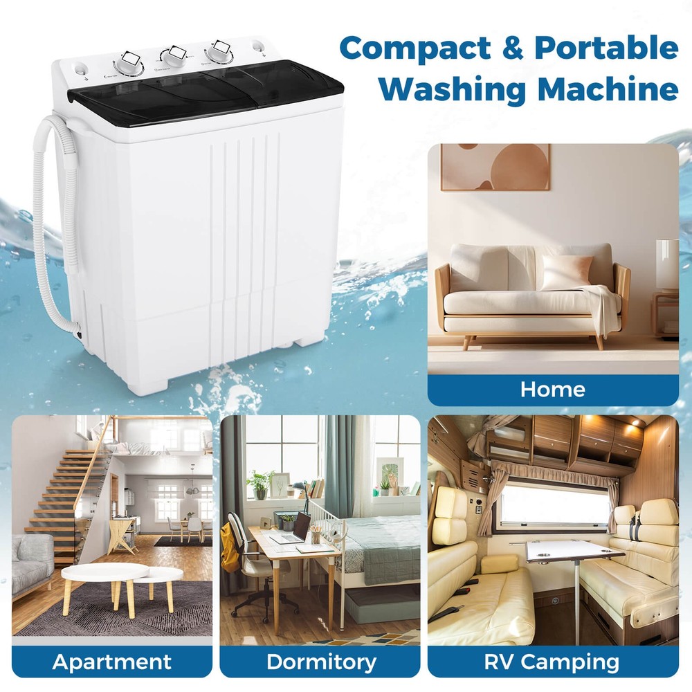 Portable Washing Machine with Drain Pump Timer Control Compact Washing Machine