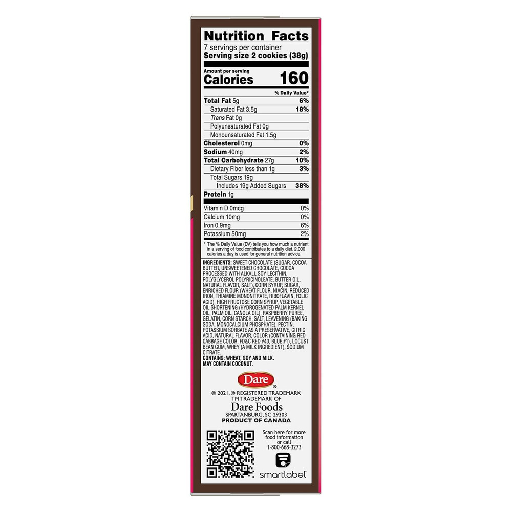 Whippet Cookies, Raspberry, Single Pack (14 Cookies) – Fresh Tasting Raspberry,