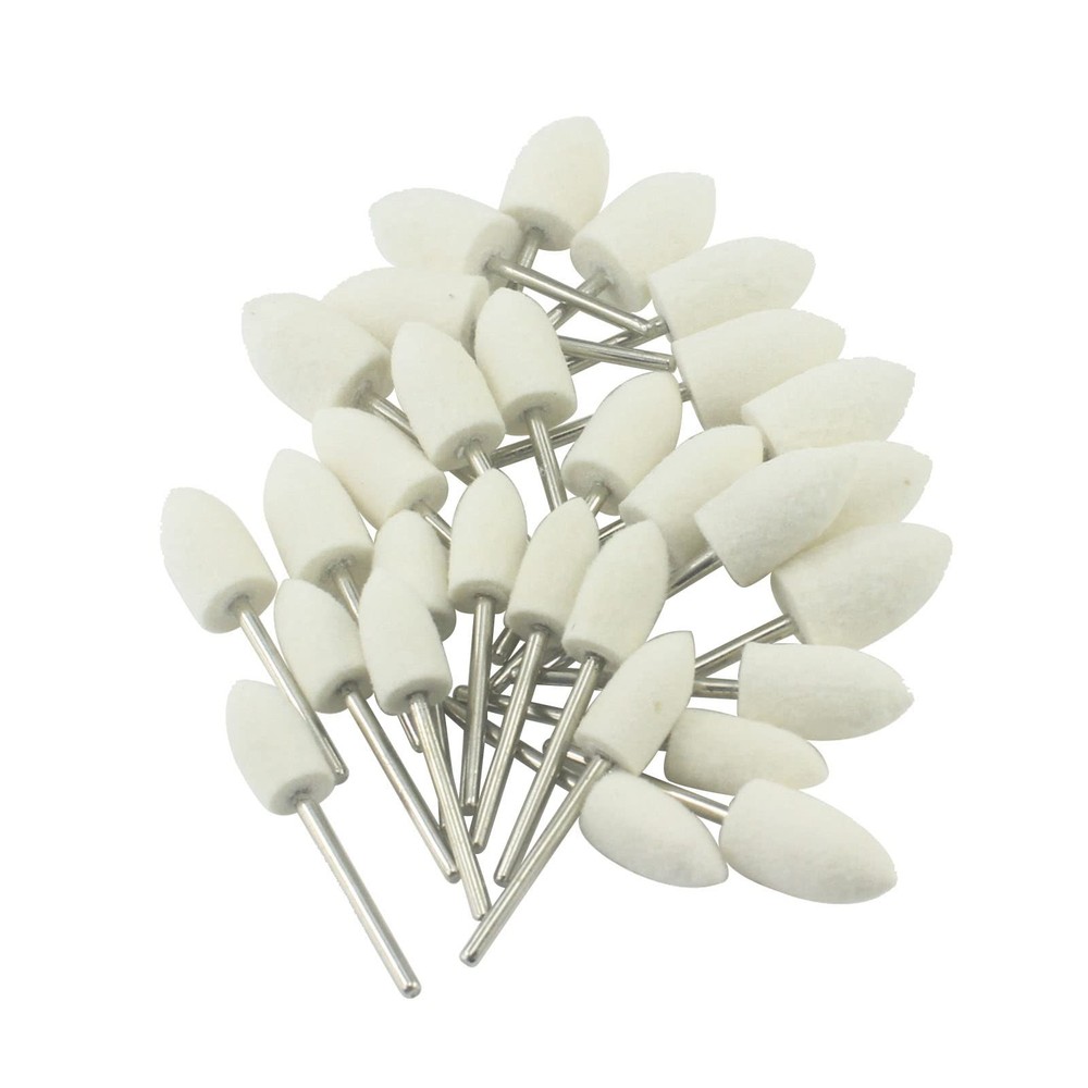 30 Pcs Buffing Wheel Polishing Bits Wool Felt Cone Shape Bits 1/8 Inch Shank